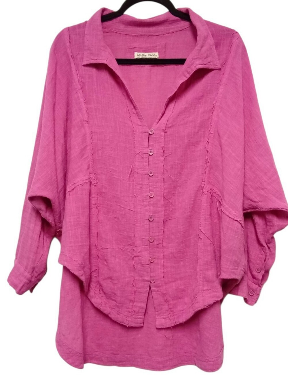 Free People We The Free Summer Daydream Button Down Tunic Pink Gauze Small
